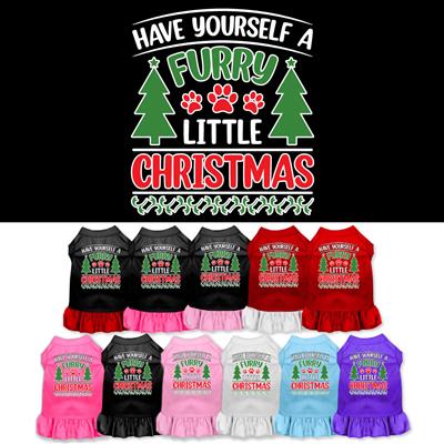 Furry Little Christmas Screen Print Dog Dress