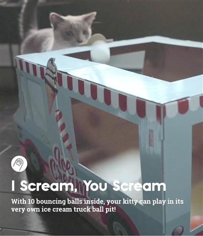Petstages Ice Cream Truck Ball Pit for Cats, Mint