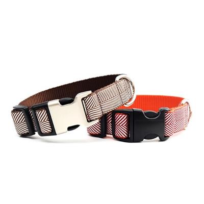 Fall Dog Collar — Brown and Red Herringbone