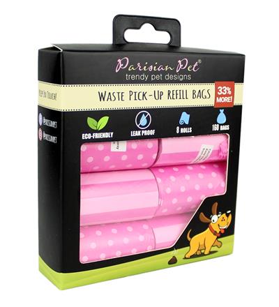 Parisian Pet Waste Bags - Stripes N Dots Pink - Case Pack of 3