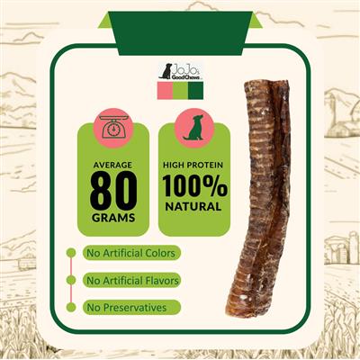 12" Beef Trachea Dog Treat - Natural Dog Chews (5/Bag)