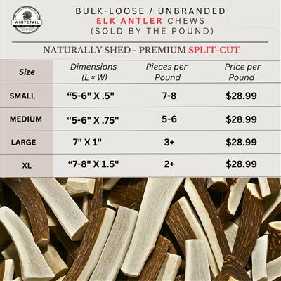 BULK | Split-Cut Elk Antler Dog Chews Sold by the Pound
