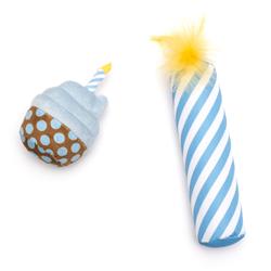 Blue Birthday Cupcake & Candle Cat Toy Set