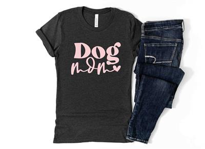 DOG MOM Shirt | People Shirts | Printed Tshirt | Human Dog Gear | Pink