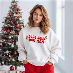 HOLLY JOLLY DOG MOM Sweatshirt | Unisex Crew Neck | Crewneck Sweatshirt | Holiday Shirt | People Shirt