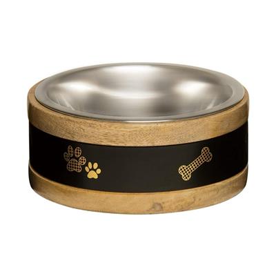 Loving Pets Black Label Wooden Ring Dog Bowl & Holder 1ea/2 qt