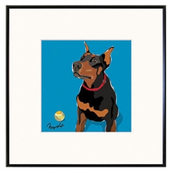 Framed Print: Dobermann W/ Ball