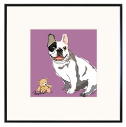 Framed Print: French Bulldog W/ Teddy Bear