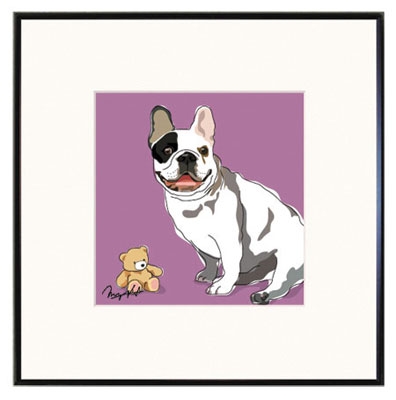 Framed Print: French Bulldog W/ Teddy Bear