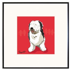 Framed Print: Old English Sheepdog Sitting