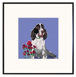 Framed Print: Springer Spaniel W/ Flowers