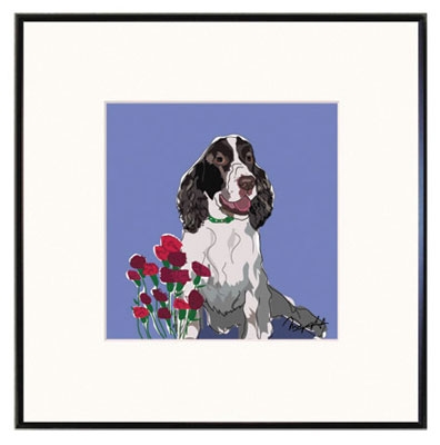 Framed Print: Springer Spaniel W/ Flowers