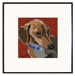 Framed Print: Dachshund W/ Blue Collar