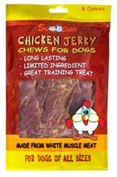 8 Ounce Brazilian Chicken Jerky in zip loc bag with color sticker and UPC