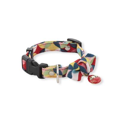 Daruma Charm Bow Tie Dog Collar (Medium, Red)