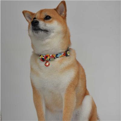 Daruma Charm Bow Tie Dog Collar (Medium, Red)