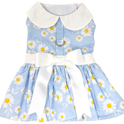 Blue Daisy Harness Dress with Matching Leash
