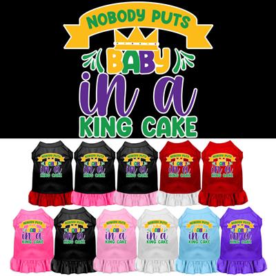 Nobody Puts Baby In A King Cake Screen Print Pet Dress