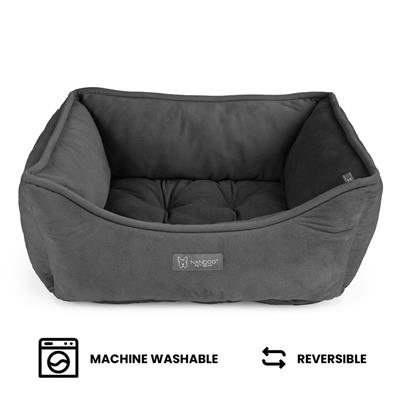 Nandog Signature Micro-Plush Reversible Dog Bed in Dark Gray - Small 22X18 in
