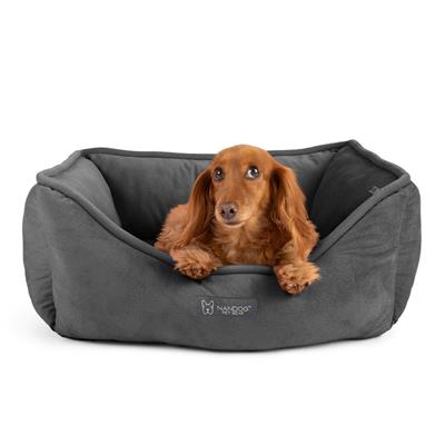 Nandog Signature Micro-Plush Reversible Dog Bed in Dark Gray - Small 22X18 in