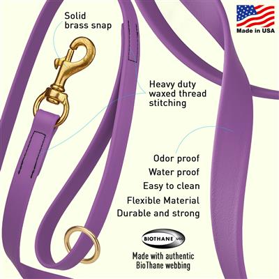 Viper Biothane K9 Working Dog Leash - Waterproof Lead for Tracking, Training, Schutzhund, Odor-Proof with Solid Brass Hardware for Puppy, Medium and Large Dogs