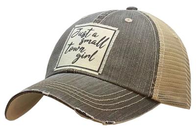 Light Brown "Just A Small Town Girl" Distressed Trucker Cap