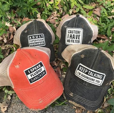 "I Speak Fluent Sarcasm" Distressed Trucker Cap