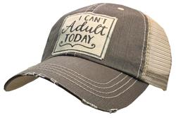 Light Brown "I Can't Adult Today" Distressed Trucker Cap