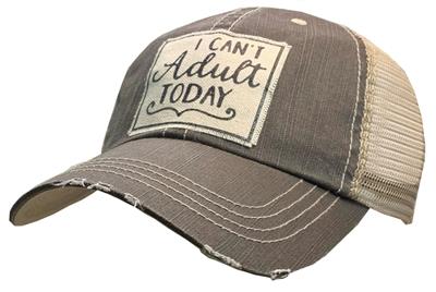 Light Brown "I Can't Adult Today" Distressed Trucker Cap