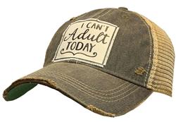 Black "I Can't Adult Today" Distressed Trucker Cap