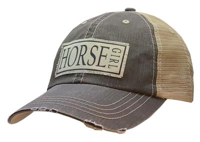 Light Brown "Horse Girl" Distressed Trucker Cap