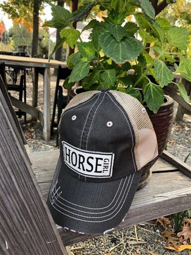 Light Brown "Horse Girl" Distressed Trucker Cap
