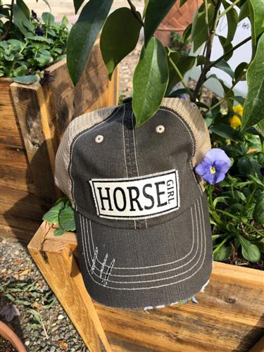 Light Brown "Horse Girl" Distressed Trucker Cap