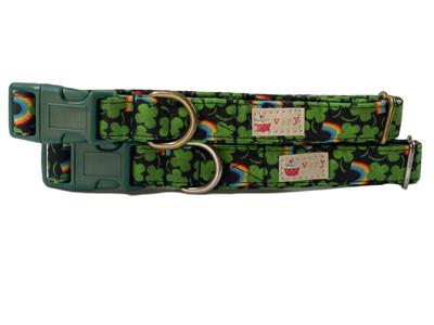 Rowan – Rainbow Shamrock Irish Organic Cotton Dog & Cat Pet Collars & Leashes