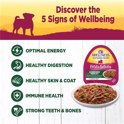 Wellness Complete Health Petite Entrées Shredded Medly Roast Chicken Beef Green Bean Red Pepper 3oz. (Case of 12)