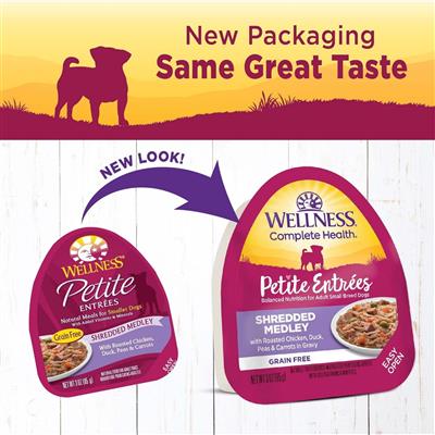 Wellness Complete Health Petite Entrées Shredded Medly Roast Chicken Duck Peas Carrot 3oz. (Case of 12)