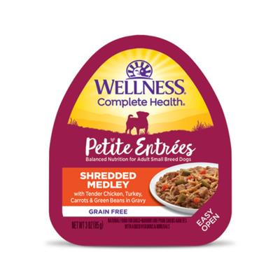 Wellness Complete Health Petite Entrées Shredded Medly Tender Chicken Turkey Carrot Green Bean 3oz. (Case of 12)