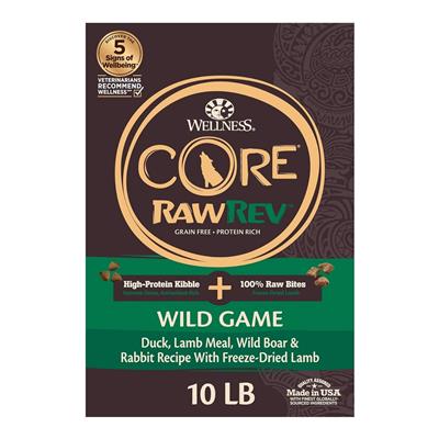 Wellness Dog Core Rawrev Wildgame 10Lb Duck Lamb Boar Rabbit