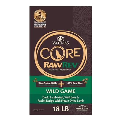 Wellness Dog Core Rawrev Wildgame 18Lb Duck Lamb Boar Rabbit