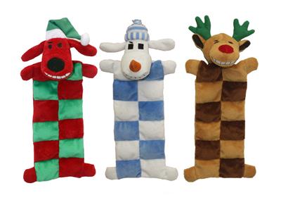 Multipet Loofa Christmas Squeaker Mat Assortment (Santa, Reindeer, Snowman) 12"