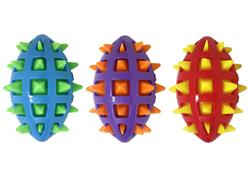 Multipet Spike TPR Football Dog Chew Toy Assorted Colors 5"