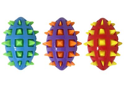 Multipet Spike TPR Football Dog Chew Toy Assorted Colors 5"