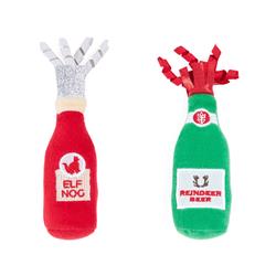 ZippyClaws Holiday Catnip Crusherz 2-Pack - Reindeer Beer & Elf Nog - Christmas Cat Toy