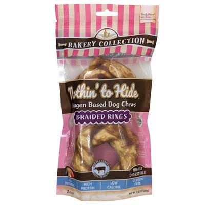 Fieldcrest Farms Nothin' To Hide Bakery Collection Dog Treat Braided Ring, Beef, 1ea/3.5 in, 2 pk