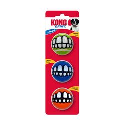 KONG Grinz by Rogz Variety Ball Dog Toys 1ea/SM, 3 pk