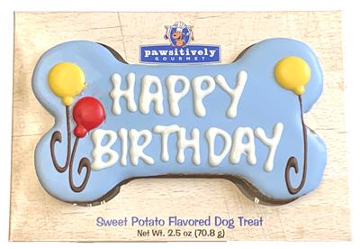 6" Happy Birthday Bone, Blue (Gift Box)