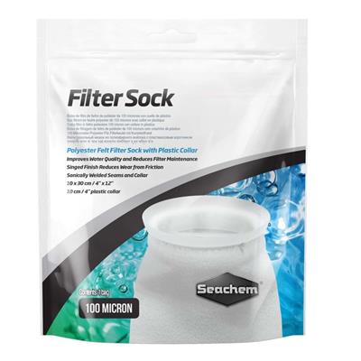 Seachem Laboratories Filter Sock with Plastic Collar White, 1ea/4In X 12 in, SM
