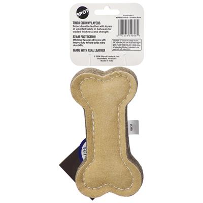 Spot Dura-fuse Leather Chunky Dog Toy Bone, 1ea/6 in