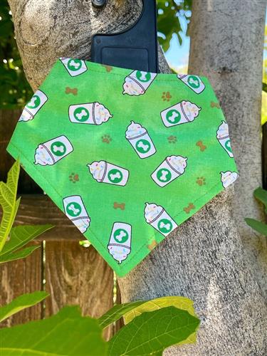 Bandana - Pup Cup - Lime Green Puppachino Puppuchino Whipped Cream Dog Treat