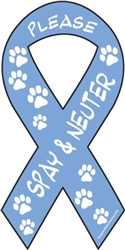 Please Spay & Neuter Ribbon Magnets in Blue & White